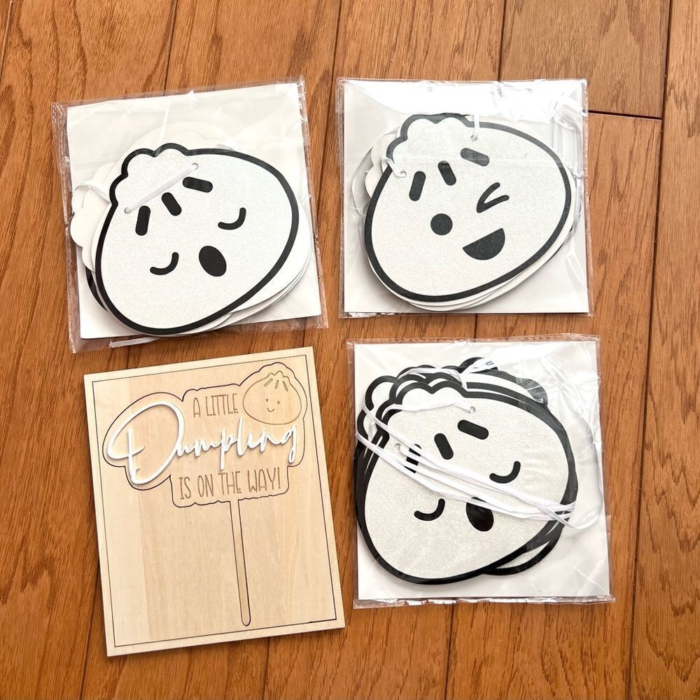 Baby Shower Dumpling Decorations - Banner and Cake Topper